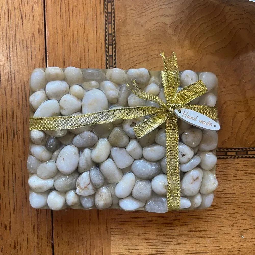 Hand made Pebble Stones Soap Dish in yellow cream